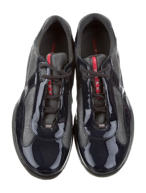 navy patent prada trainers|Prada Prada America's Cup Sneakers .